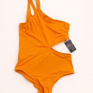 H&M Bright Orange Swimwear - hot orange one piece bathing suit with cute cut out